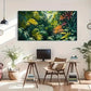 Tropical Jungle Vibrant Green Wall Art Canvas Office Home Room Framed 120x60cm