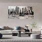 Gray Abstract City And Seascape Wall Art Canvas Office Home Room Framed 80x45cm