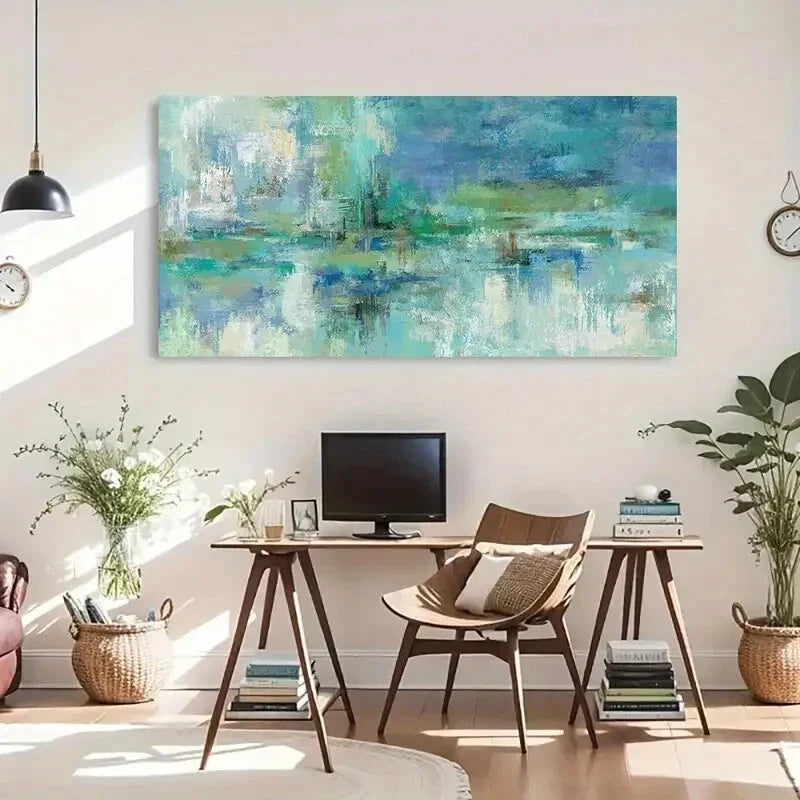 Water Powder Style Abstract Wall Art Canvas Office Home Room Framed 120x60cm