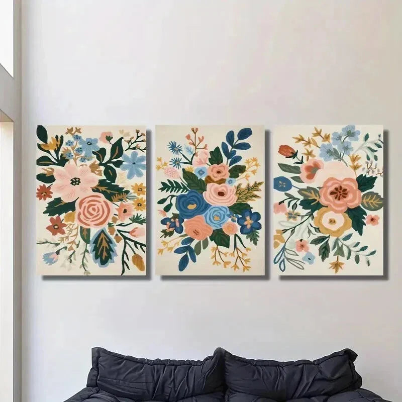 3pcs Nordic Style Flowers and Plants Wall Art Set Canvas Framed 40x60cm - High Quality Print 100% Australian Made Wall Canvas Ready to Hang