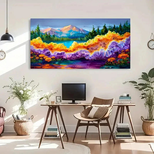 Snowy Mountain Lake & Fantasy Wall Art Canvas Office Home Room Framed 120x60cm