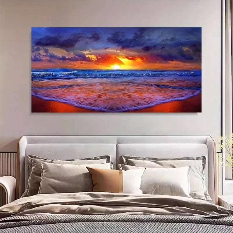 Beach Magnificent Sky And Sea Wall Art Canvas Office Home Room Framed 120x60cm
