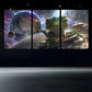 3pcs Space Green Lizard Modern Art Metal Print Ready to Hang Art