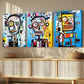 3pcs Abstract Human Face Graffiti Decor Wall Art Set Canvas Framed 40x60cm - High Quality Print 100% Australian Made Wall Canvas Ready to Hang