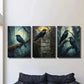 3pcs Gothic Forest Triptych with Crow Wall Art Set Canvas Framed 40x60cm - High Quality Print 100% Australian Made Wall Canvas Ready to Hang