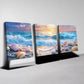 3pcs Beautiful Seashell and Ocean Sunset Wall Art Set Canvas  Framed 40x60cm - High Quality Print 100% Australian Made Wall Canvas Ready to Hang