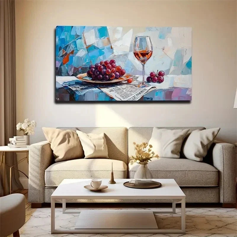 Watercolor Style Creative Wine Wall Art Canvas Office Home Room Framed 120x60cm