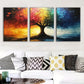 3pcs Oil Painted Tree Modern Sky Blue & Gold Red Wall Art Set Canvas Framed 40x60cm - High Quality Print 100% Australian Made Wall Canvas Ready to Hang