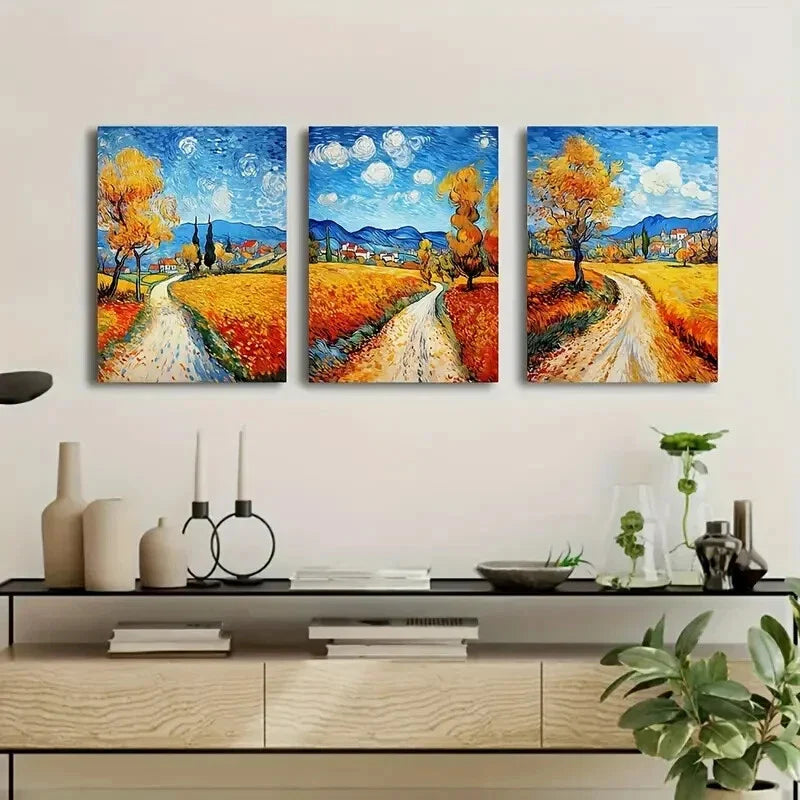 3pcs Beautiful Countryside Farmland Scenery Wall Art Set Canvas Framed 40x60cm - High Quality Print 100% Australian Made Wall Canvas Ready to Hang