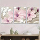 3pcs Pastel Pink Blossom Abstract Flower Metal Print Ready to Hang Art