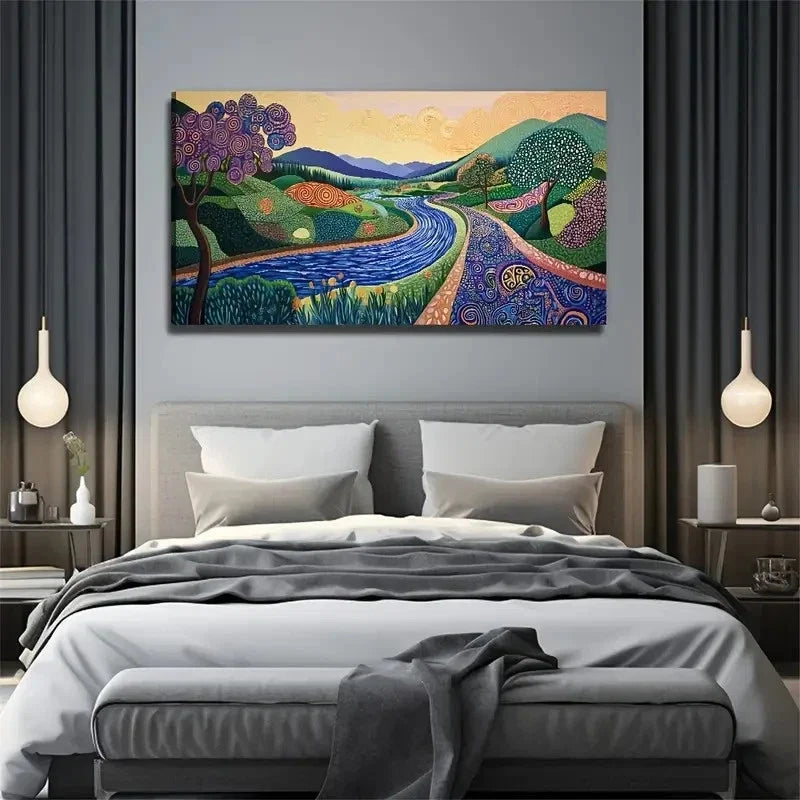 River Road Landscape Wall Art Canvas Office Home Room Framed 80x45cm