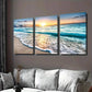 3pcs Beach Sunset Vibrant Sunset & Waves Wall Art Set Canvas Framed 40x60cm - High Quality Print 100% Australian Made Wall Canvas Ready to Hang