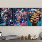 3pcss  Art Deco Modern Colorful Face Design Wall Art Set Canvas Framed 40x60cm - High Quality Print 100% Australian Made Wall Canvas Ready to Hang