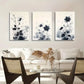 3pcs Elegant Black and White Floral Perfect Wall Art Set Canvas Framed 40x60cm - High Quality Print 100% Australian Made Wall Canvas Ready to Hang