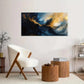 Golden Blue Abstract Ocean Wall Art Canvas Office Home Room Framed 120x60cm