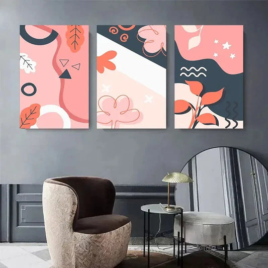 3pcs Colorful Modern Geometric Shapes Metal Print Ready to Hang Art