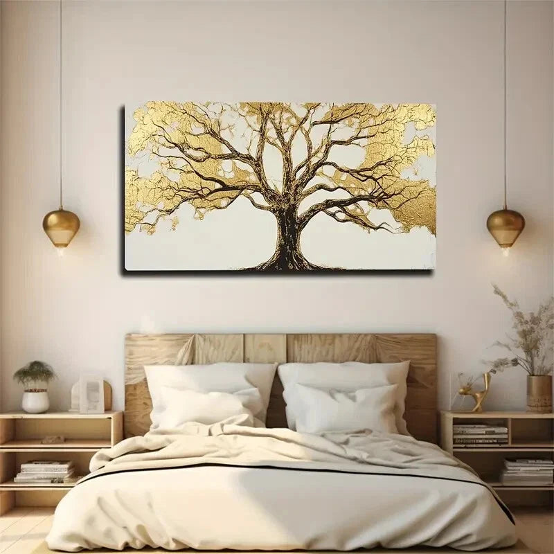 The Leaves Of A Large Tree Wall Art Canvas Office Home Room Framed 120x60cm