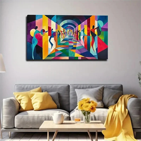 Vibrant Colorful Passage Design Wall Art Canvas Office Home Room Framed 120x60cm