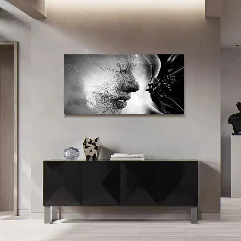Face Graphics Line Abstract Wall Art Canvas Office Home Room Framed 120x60cm