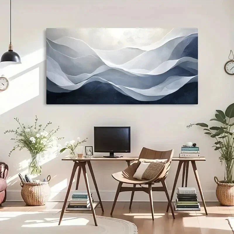 Soft Gradient Colors Wave Wall Art Canvas Office Home Room Framed 120x60cm