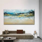 Abstract Blue Golden Beige Wall Art Canvas Office Home Room Framed 120x60cm