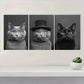 3pcs Nordic Style Black & White Animal Cats Metal Print Ready to Hang Art