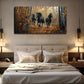 Black Horses Running in Autumn Wall Art Canvas Office Home Room Framed 120x60cm
