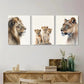 3pcs Safari Animals African Lions Minimalist Metal Print Ready to Hang Art