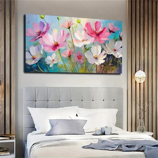 Vibrant Multicolor Floral Décor Wall Art Canvas Office Home Room Framed 120x60cm