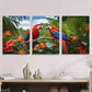 3pcs Colorful Parrot and Flower Nature Birds Metal Print Ready to Hang Art