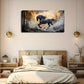 Realistic Black Horse in Forest Wall Art Canvas Office Home Room Framed 120x60cm