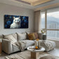 Elegant Blue-Eyed White Cat Wall Art Canvas Office Home Room Framed 120x60cm