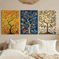 3pcs Vibrant Tree of Life Colorful Birds Metal Print Ready to Hang Art