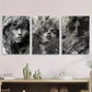3pcs Abstract Black and White Female Metal Print Ready to Hang Art