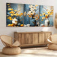 3pcs Floral Bonsai Elegant White & Yellow Florals Wall Art Set Canvas Framed 40x60cm - High Quality Print 100% Australian Made Wall Canvas Ready to Hang
