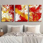 3pcs Red Golden & White Splatter Decor Wall Art Set Canvas Framed 40x60cm - High Quality Print 100% Australian Made Wall Canvas Ready to Hang