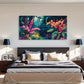 Vibrant Foliage Colorful Flower Wall Art Canvas Office Home Room Framed 120x60cm
