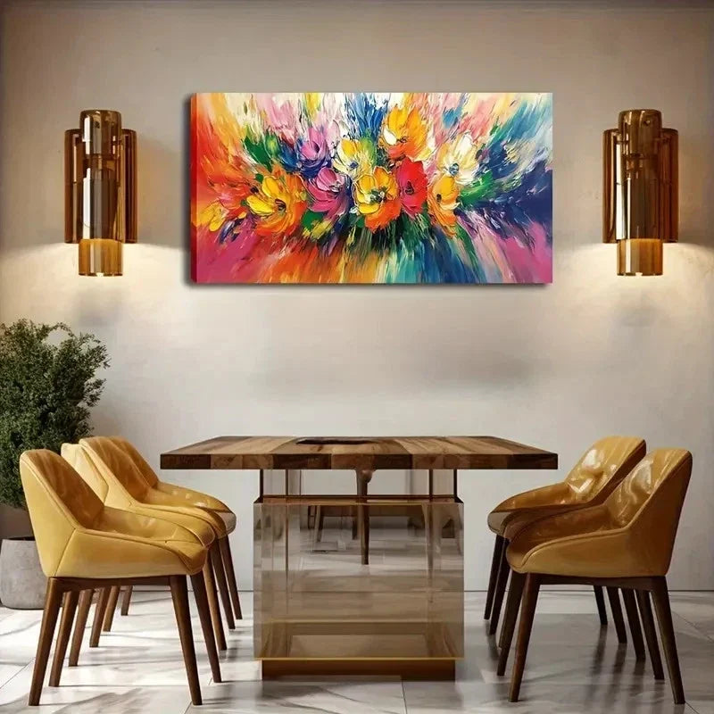 Exaggerated Strokes Floral Wall Art Canvas Office Home Room Framed 120x60cm