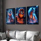 3pcs Burning Tiger Lion and Wolf Illustration Wall Art Set Canvas Framed 40x60cm - High Quality Print 100% Australian Made Wall Canvas Ready to Hang