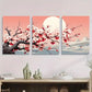 3pcs Serene Cherry Blossom Mountain Metal Print Ready to Hang Art