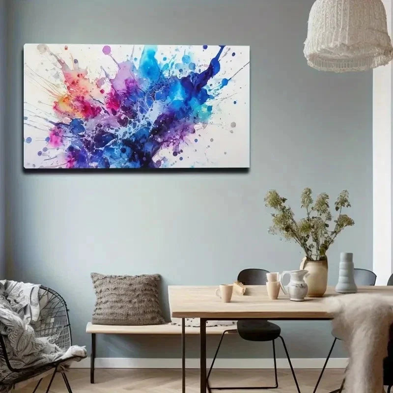 Vibrant Blue Purple & Pink Wall Art Canvas Office Home Room Framed 80x45cm