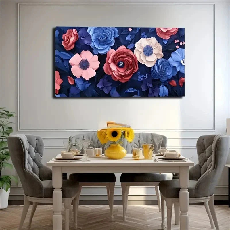 Flowers Of Different Shapes Wall Art Canvas Office Home Room Framed 80x45cm