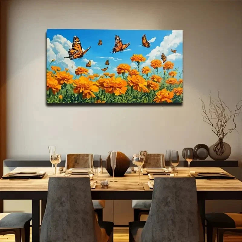 Blue Sky White Clouds Wall Art Canvas Office Home Room Framed 120x60cm