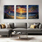 3pcs Sunset Sailing Boat Vibrant Sky Perfect Wall Art Set Canvas Framed 40x60cm - High Quality Print 100% Australian Made Wall Canvas Ready to Hang