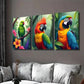 3pcs Colorful Parrot Tropical Bird Picture Wall Art Set Canvas Framed 40x60cm - High Quality Print 100% Australian Made Wall Canvas Ready to Hang