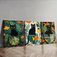 3pcs Black Cats Colorful Orange Fish Perfect Wall Art Set Canvas Framed 40x60cm - High Quality Print 100% Australian Made Wall Canvas Ready to Hang