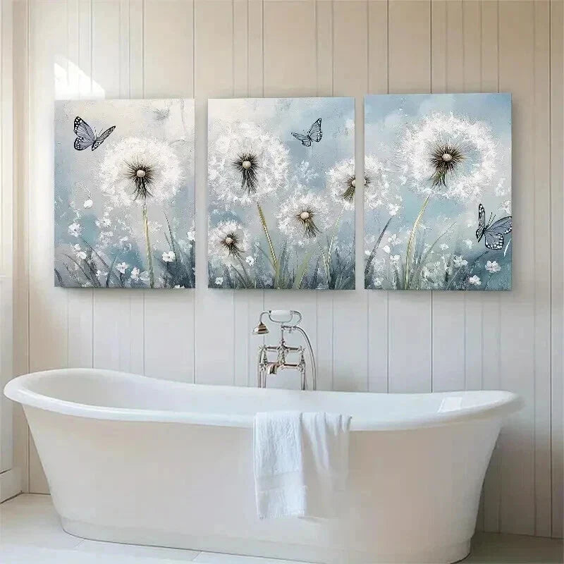 3pcs Dandelion and Butterfly Nature Perfect Wall Art Set Canvas Framed 40x60cm - High Quality Print 100% Australian Made Wall Canvas Ready to Hang