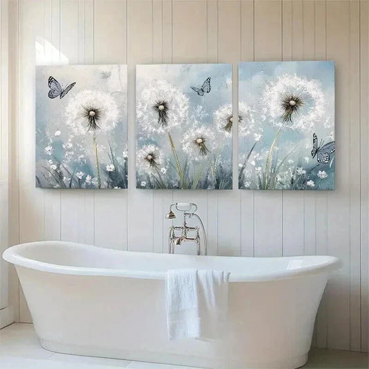 3pcs Dandelion and Butterfly Nature Perfect Wall Art Set Canvas Framed 40x60cm - High Quality Print 100% Australian Made Wall Canvas Ready to Hang