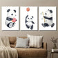 3pcs Adorable Panda with Donut Balloon & Bamboo Wall Art Set Canvas Framed 40x60cm - High Quality Print 100% Australian Made Wall Canvas Ready to Hang