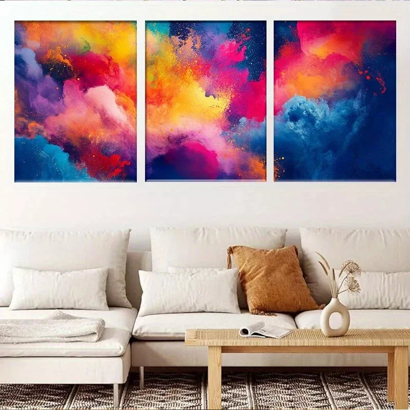 3pcs Modern Abstract Colorful Gradient  Wall Art Set Canvas Framed 40x60cm - High Quality Print 100% Australian Made Wall Canvas Ready to Hang